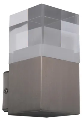 Produktbild von LED Außen-Wandleuchte "LEAH", Außenwandlampe im Modern Style, aus Metall und Kunststoff in stahl-blank, 16 cm hoch, Maße 10,5 x 8 cm, mit LED Platine