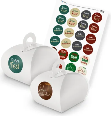 Produktbild von itenga SET Frohe Weihachten Mix (Motiv 51) 24x Geschenkschachtel mit Griff weiß