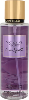 A bottle of Victoria's Secret Love Spell fragrance mist.