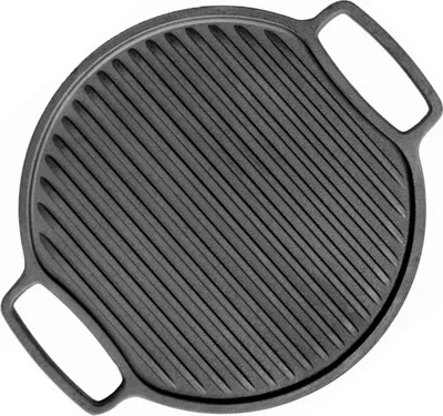 Produktbild von Ø36cm Grillplatte Gusseisen Rund Zweiseitige Grillzubehör Grillaufsatz Geriffelte BBQ