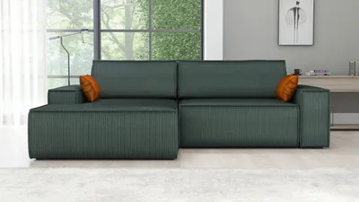 Produktbild von Ecksofa TOR mit Schlaffunktion. Farbe: Jungel Green.