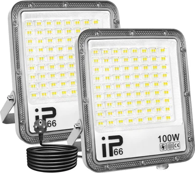 Image de Projecteur à LED, étanche IP66, éclairage écoénergétique, 2x100W, prise EU, blanc naturel (3500-5500K)