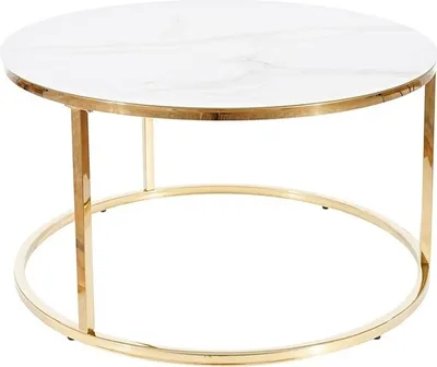 Produktbild von Runder Couchtisch STATIS – weißer Marmor / Gold