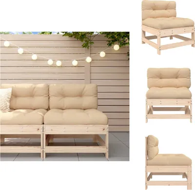 Produktbild von vidaXL Mittelsofa mit Kissen Massivholz Kiefer -  Gartensofaelemente