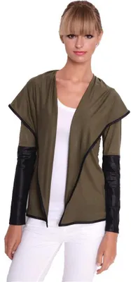 Produktbild von Damen Cardigan mit PolyurethanÄrmeln Bolero; Gr. S/M; Khaki