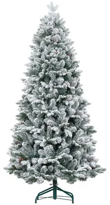 Obrázok produktu pre Umelý vianočný stromček so snehom a šiškami | Farba: zelená | Rozmery: 97x97x180 cm