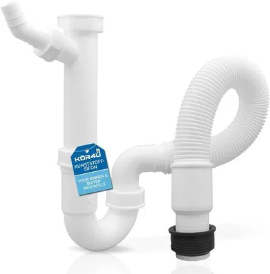 Produktbild von Flexibele Kunststoff-Siphon - Geruchtsabsorber für Spülbecken - 1 Stück - Grau - Kunststoff