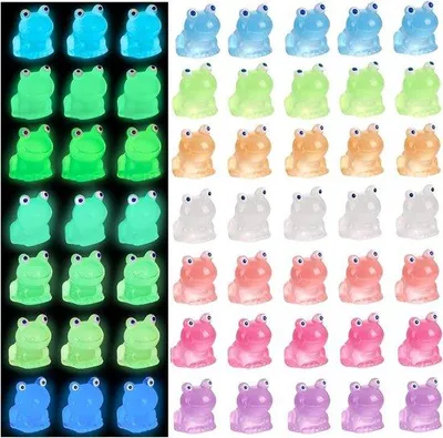 Obrázek produktu pro 35dílná sada svítících žabek – dekorativní mini figurky, 7 barev, akvárium
