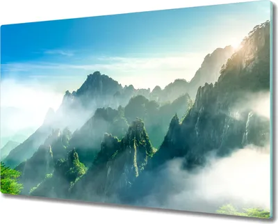 Produktbild von Coloray Schneidebrett Herdabdeckplatte 80x52 cm Kochplattenabdeckung Hackbrett Küchenbrett - Spitze des Baumes Himmel