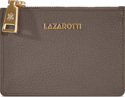 Image de Lazarotti porte-cartes Bologna Leather Zip Etui 4 Card Slots Taupe brun