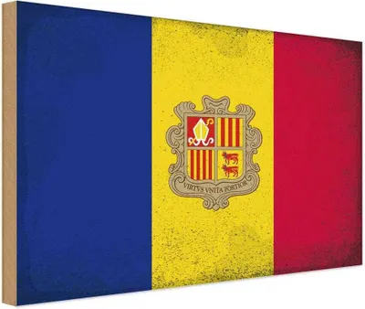 Produktbild von vianmo Holzschild 30x40 cm Andorra Andora Flagge Fahne Wappen