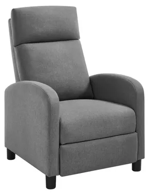 Immagine prodotto di Poltrona relax ergonomica - Poltrona reclinabile e a dondolo in lino color grigio chiaro