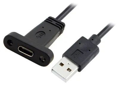 Obrázok produktu pre SYSTEM-S USB-A samec na USB-C samica, panelový konektor, nabíjací kábel, dĺžka 90 cm