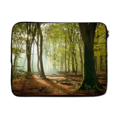 Produktbild von MuchoWow® Laptop Hülle 17 Zoll Laptoptasche Wald - Sonne - Jahreszeiten - Landschaft - Zipper - Schutzabdeckung