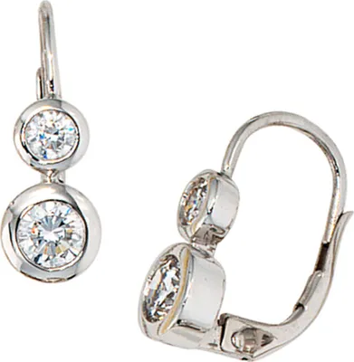 Produktbild von JOBO Boutons 333 Gold Weißgold 4 Zirkonia Ohrringe Ohrhänger