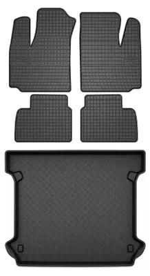 Produktbild von Gummimatten + Kofferraumwanne für Fiat Doblo I 2005-2009 (5-Sitzer) – Schwarz, passgenau – Wielganizator SolidPRO