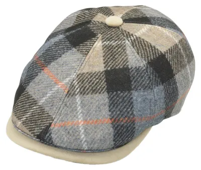 Fiebig 6-Panel Cap Wolle Karomuster in beige