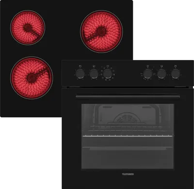 Produktbild von Telefunken ECH65A-B2 Einbauherd-Set | Elektro-Herd-Kochfeld-Kombi | Backofen mit Grill & Umluft | Glaskeramik-Kochfeld
