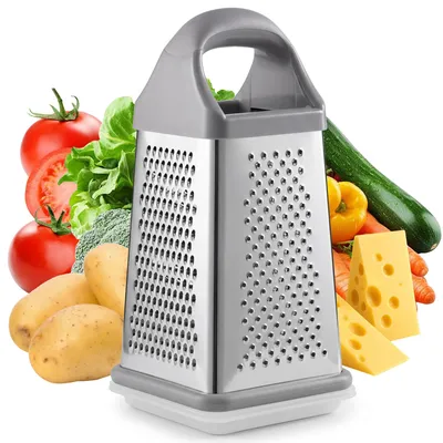 Vierkante Edelstahl-Reibe, Handreibe, 4 Flächen, spülmaschinengeeignet