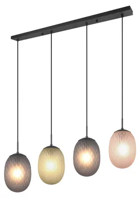 Zdjęcie produktu dla Lampa wisząca FACETTE czarna-dymiona-bursztynowy-zielona 4xE27x25W szkło wym:150x117x17cm IP20 Trio