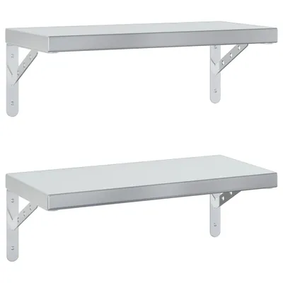 Image de Étagères murales 2 pcs 50x23,5 cm argenté acier inoxydable
