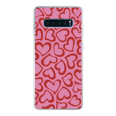 Produktbild von MuchoWow® Handyhülle Schutzhülle Hülle für Samsung Galaxy S10 Plus Eine Illustration der Tapete mit roten Herzen Silikon Softcase Handy Hülle - Schutzhülle