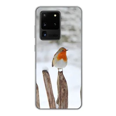 Produktbild von MuchoWow® Handyhülle Schutzhülle Hülle für Samsung Galaxy S20 Ultra Vogel - Zaun - Schnee Silikon Softcase Handy Hülle - Karteninhaber