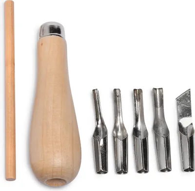Produktbild von Linoldruck-Messer-Set 7-teilig für den Linolschnitt mit verschiedenen Klingen und Schabern