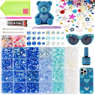 Bedazzling-Kit 9600 Harzsteine 3-6 mm mit Kleber & Werkzeug