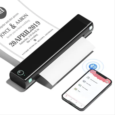 Produktbild von Thermodrucker A4 203DPI Inkless Printer Kompatibel mit Android & iOS für Handy & Laptop, Unterstützt 210x297mm A4 Thermopapier, Tragbarer Drucker
