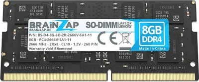 Zdjęcie produktu dla BRAINZAP 8GB DDR4 RAM SO-DIMM PC4-2666V-SA1-11 2Rx8 2666 MHz 1.2V CL19 Pamięć do laptopów niebuforowana Non-ECC