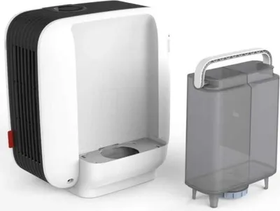 A humidifier and air purifier unit with its water tank detached, shown against a white background.