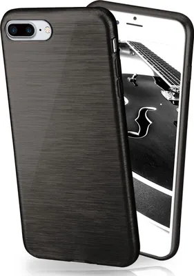 Produktbild von moex® Brushed Case kompatibel mit iPhone 7 Plus / iPhone 8 Plus - Hülle aus Silikon, Schwarz