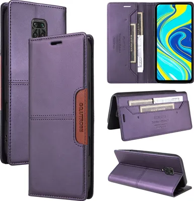 Produktbild von Handyhülle für Xiaomi Redmi Note 9S / 9 Pro / 9 Pro Max Hülle, Leder Flip Wallet Kartenfach Stand Schutzhülle Lila