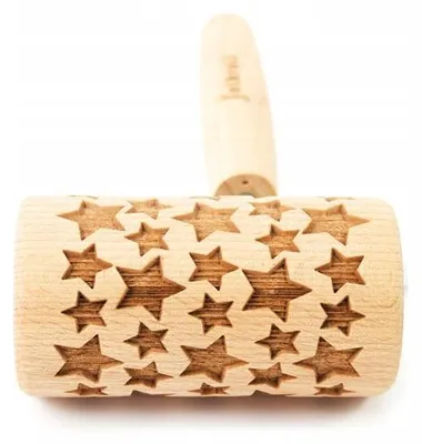 Produktbild von Folkroll Mini Teigroller mit Sternengravur 19 cm