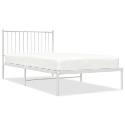 Zdjęcie produktu dla Metalowa Rama Łóżka Z Wezgłowiem, Biała, 100X200 Cm Lumarko!