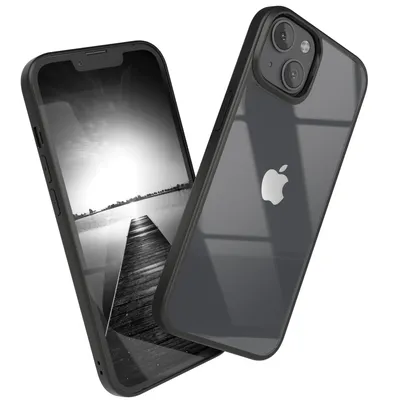 Produktbild von EAZY CASE Clear Hybrid Bumper Hülle für Apple iPhone 13, Handyhülle stoßfest mit Kameraschutz, Handycase dünn in Schwarz