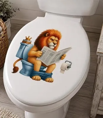 Produktbild von GKA WC-Deckel Aufkleber Tiere Toilettendeckel Tattoo selbstklebend Toilette - Löwe mit Zeitung