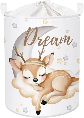 Produktbild von Faltbarer Wäschekorb "Schlafende Tiere", 63 Liter - Aufbewahrungsbox für Kinder - Design mit Hirschmotiven - Perfekte Spielzeugkiste für Jungen und Mädchen - Für Kinder