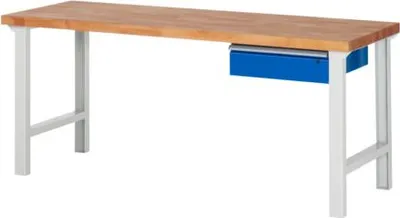 Produktbild von Werkbank mit 1 Schublade - 150:1 - 840 x 2.000 x 700 mm (HxBxT) - Traglast 750 kg - Buche
