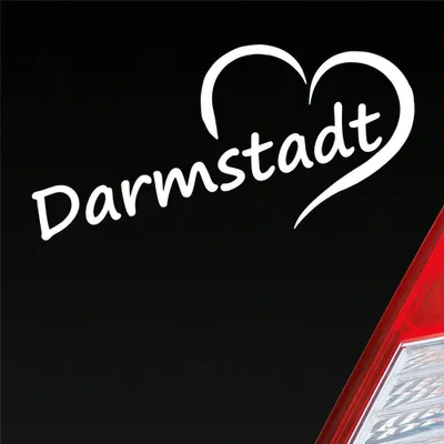 Produktbild von Auto Aufkleber Darmstadt Herz Stadt City Liebe Love Heart 15x8 cm Weiss Glanz Sticker Heckscheibenaufkleber