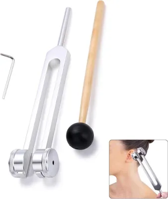 Produktbild von Stimmgabel 128 Hz Stimmgabel Neurologie Stimmgabel mit Hammer Stimmgabel aus Aluminium stimmgabel medizin Medical Stimmgabel Stimmgabeln für Sound Heilung Vibrationstherapie Werkzeuge