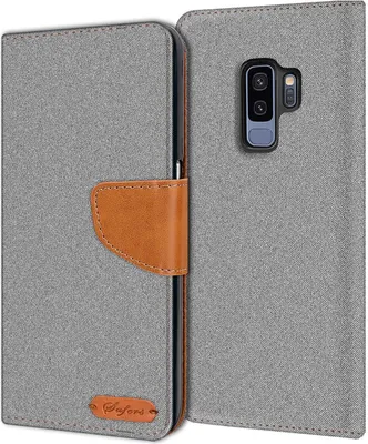 Produktbild von Conie Jeans Style Klapp Tasche für Samsung Galaxy S9 Plus Kartenfach Hülle Rundumschutz in Grau