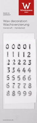 Produktbild von Wachs-Zahlen-Set 0-9 "BASIC" Silber 8 mm, 1 Set