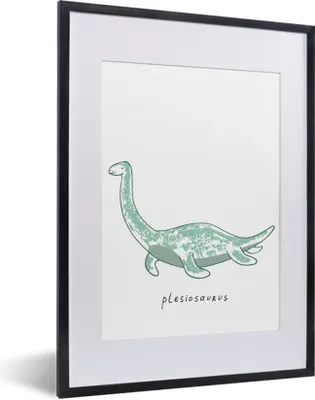 Produktbild von MuchoWow® Gerahmtes Poster Kinderzimmer - Plesiosaurier - Dinosaurier - Junge - Mädchen - Kind 30x40 cm - Poster mit Schwarzem Bilderrahmen Wandposter Rahmen Foto Bilder - Wandposter Schlafzimmer