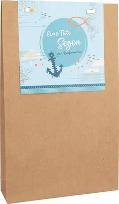 Produktbild von Blaue Wundertüte zur Konfirmation für Jungen und Mädchen, modern gestaltet, mit kreativem Inhalt