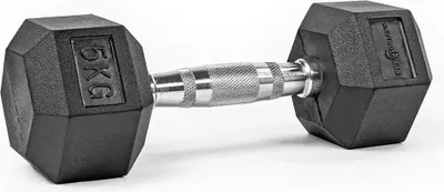 Obrázek produktu pro Činka 5 kg, šestihranná činka, gumový povrch, tělocvičné činky pro silový trénink, domácí, cvičení, fitness 1 kus