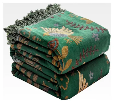 Produktbild von Boho-Baumwoll-Überwurfdecke, 152,4 x 203,2 cm, weich und leicht, große Decke mit Quasten für 2-Sitzer, für Heimdekoration, Tagesdecke, Reisen, Picknicks, Couch
