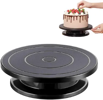 Produktbild von Drehbarer Tortenteller, 1 Stück, 27 cm Durchmesser, Gebäckdrehteller, Backzubehör, Schwarz