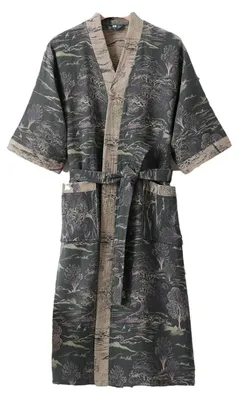 Productafbeelding van Katoenen Jacquard Kimono Badjas voor Dames met Geometrische Print